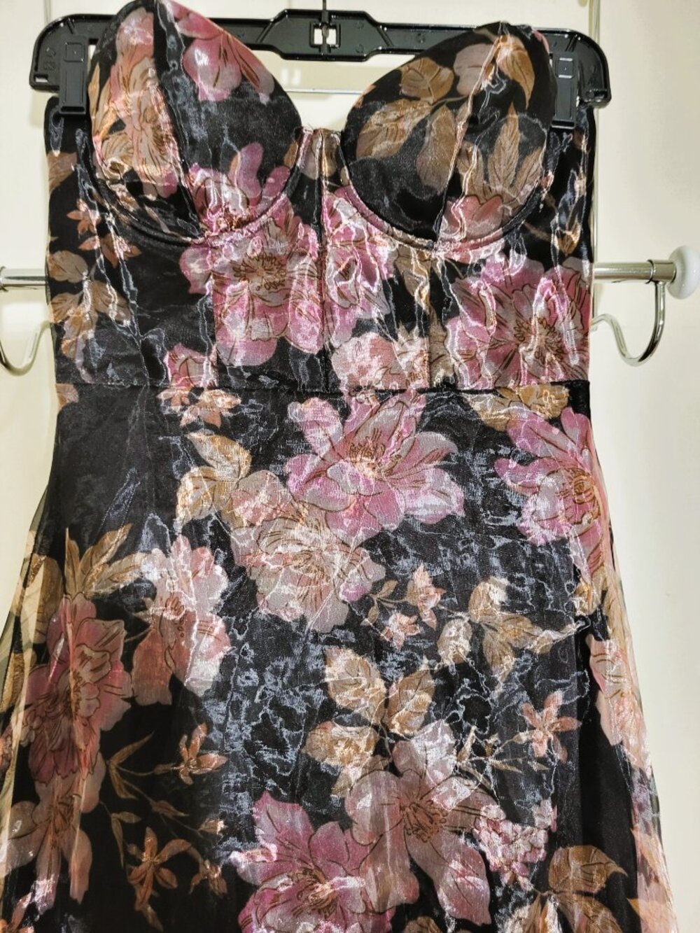 Lulus Strapless Floral Burnout Lace Up Dress Formal Gown Size XS - Picture 9 of 16